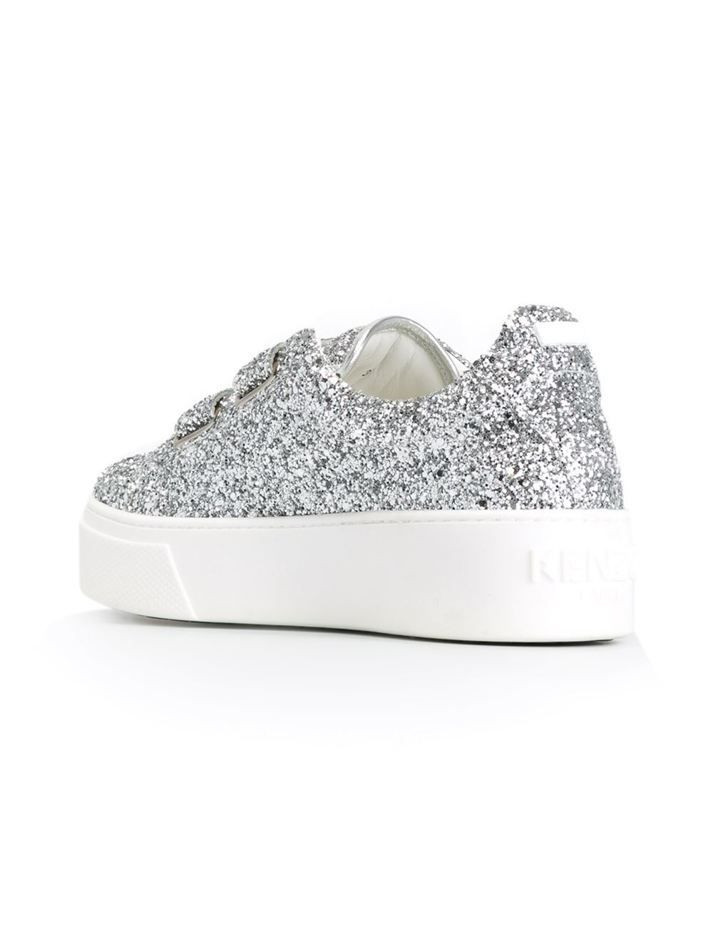 white glitter platform shoes