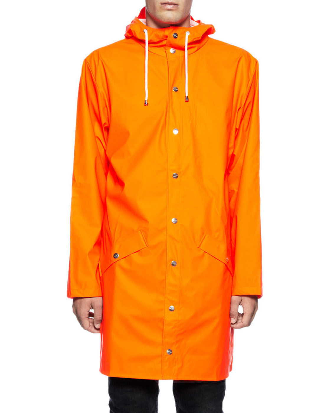 Rains Orange Hooded Waterproof Jacket in Orange for Men | Lyst