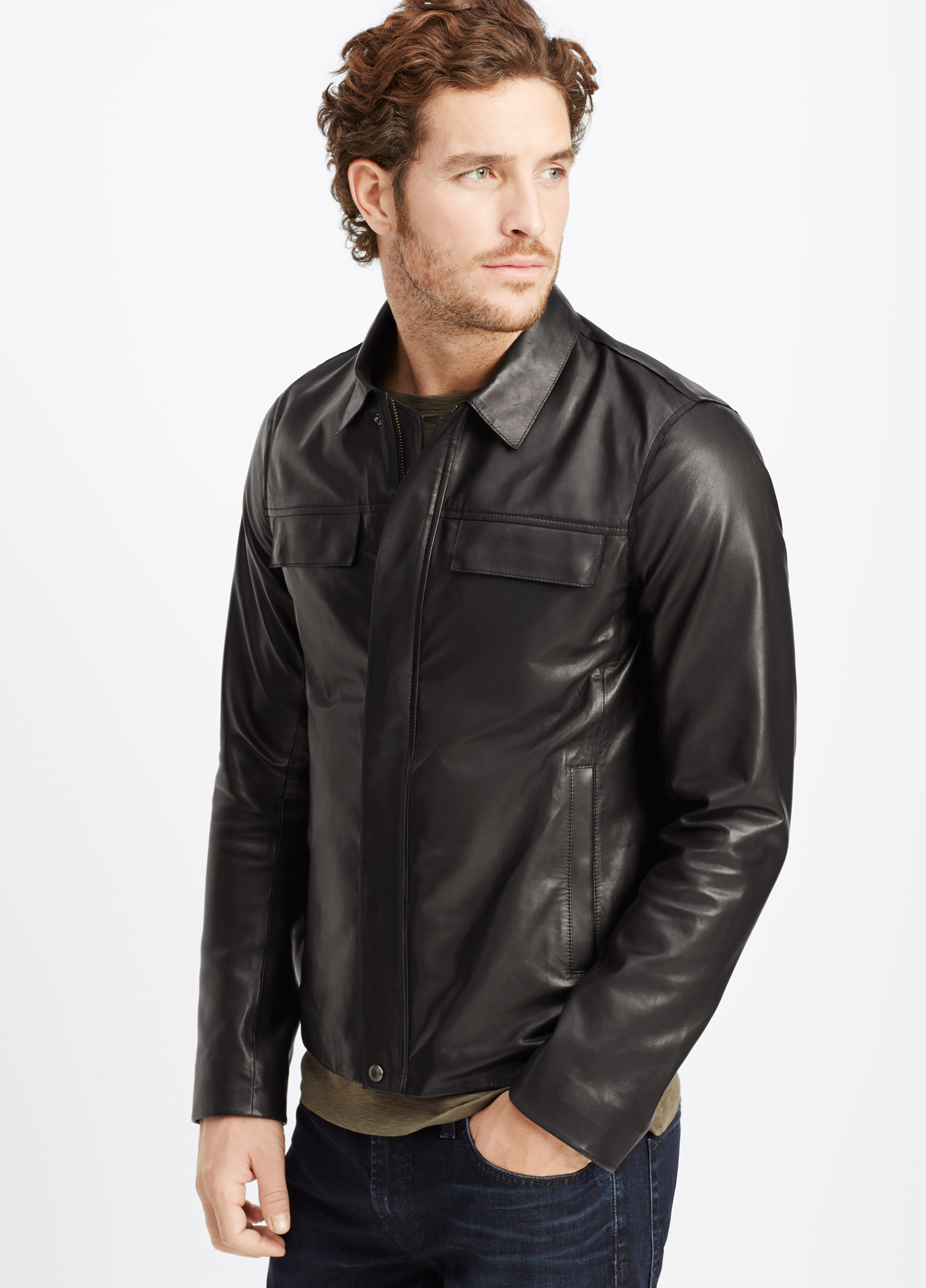 Lyst - Vince Raw Edge Leather Jacket in Black for Men