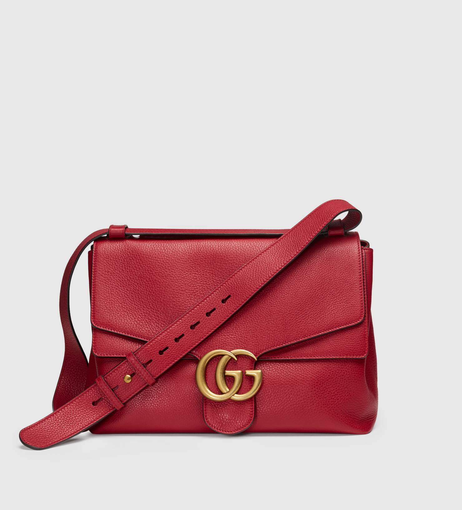 Gucci Gg Marmont Leather Shoulder Bag in Red | Lyst