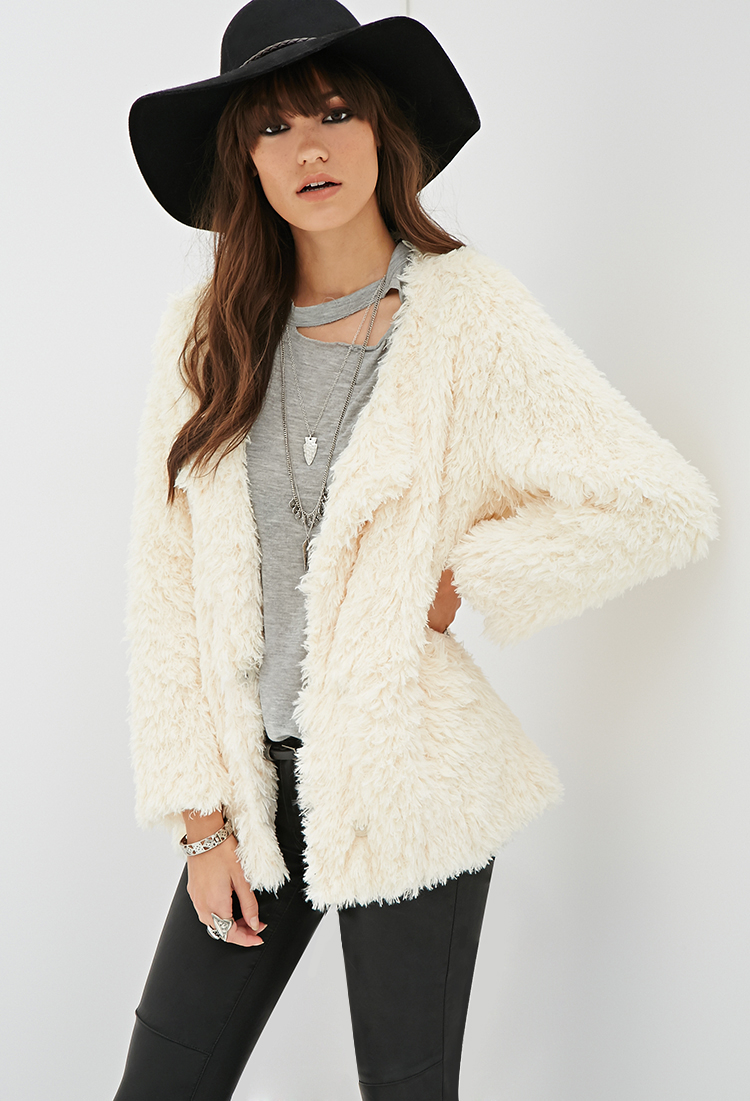 white fur coat forever 21