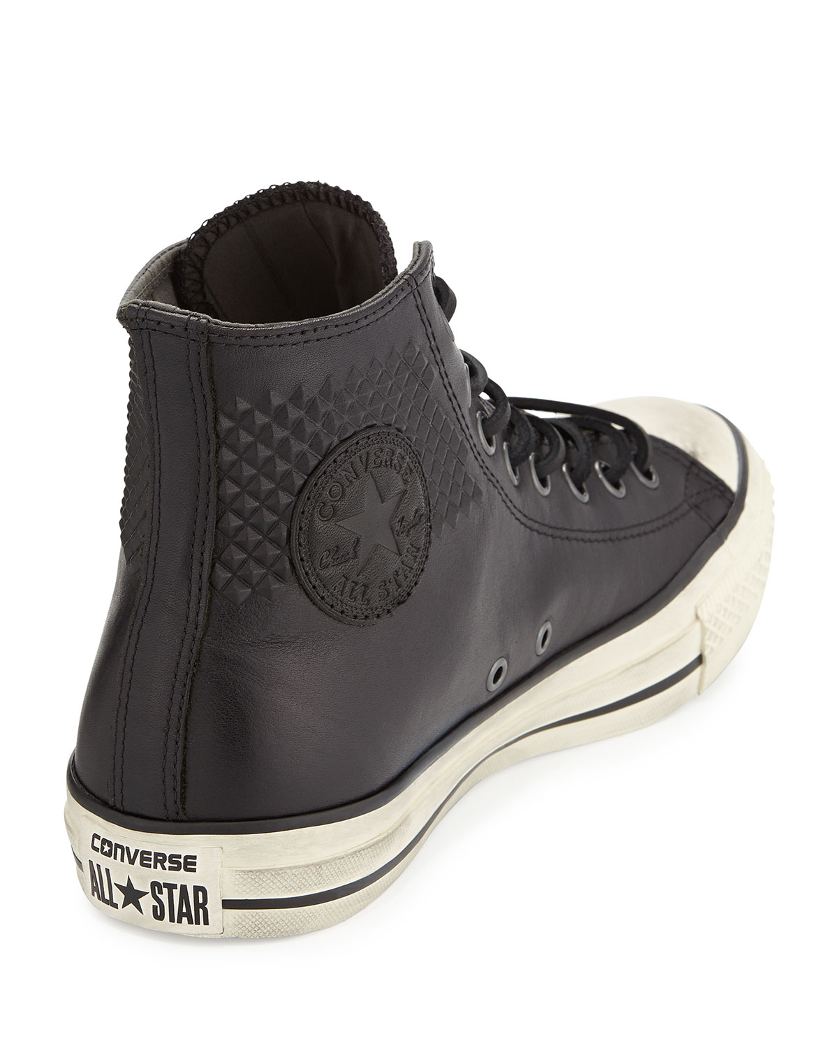 converse black leather studded high tops