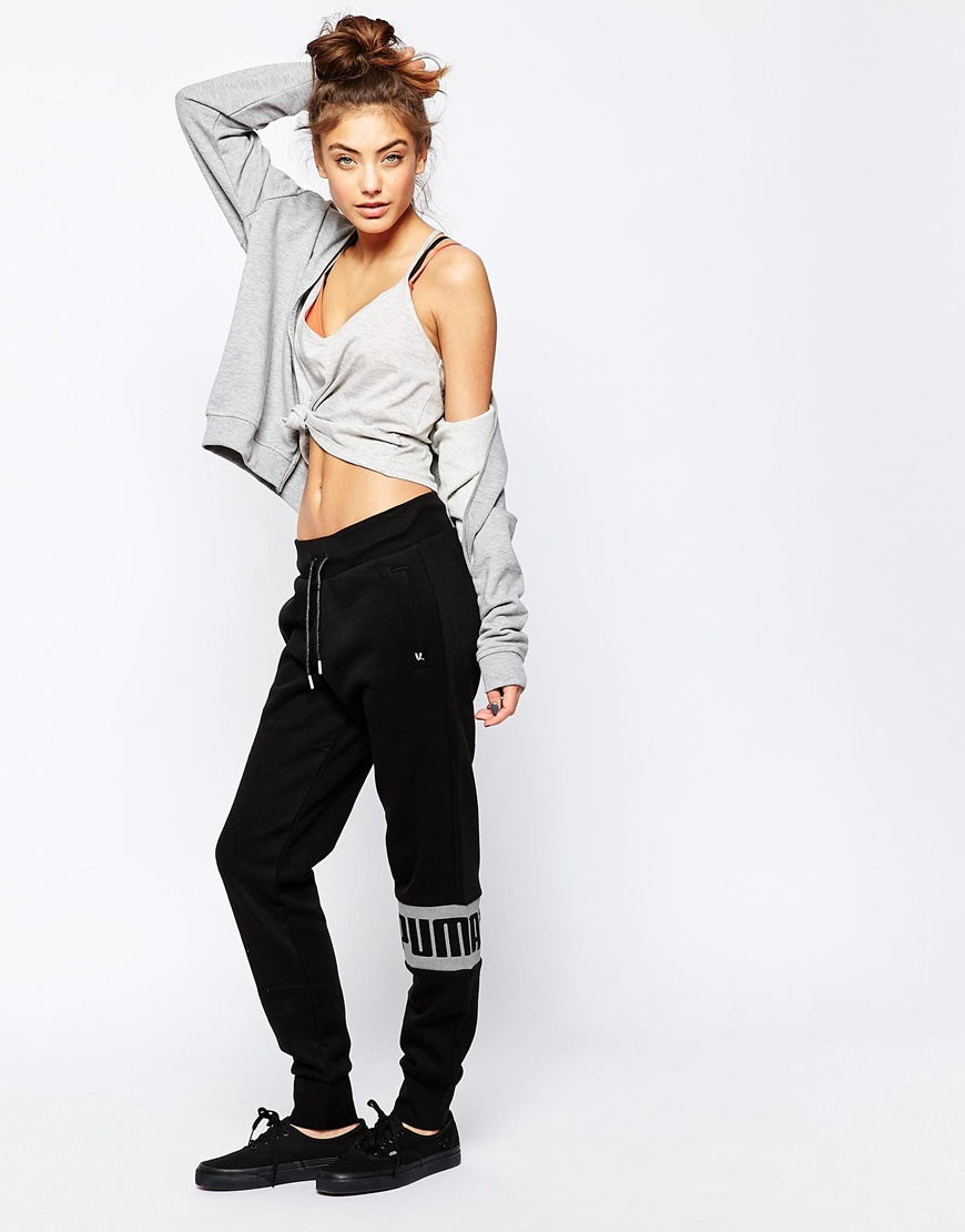 puma logo stripe drawstring sweatpants