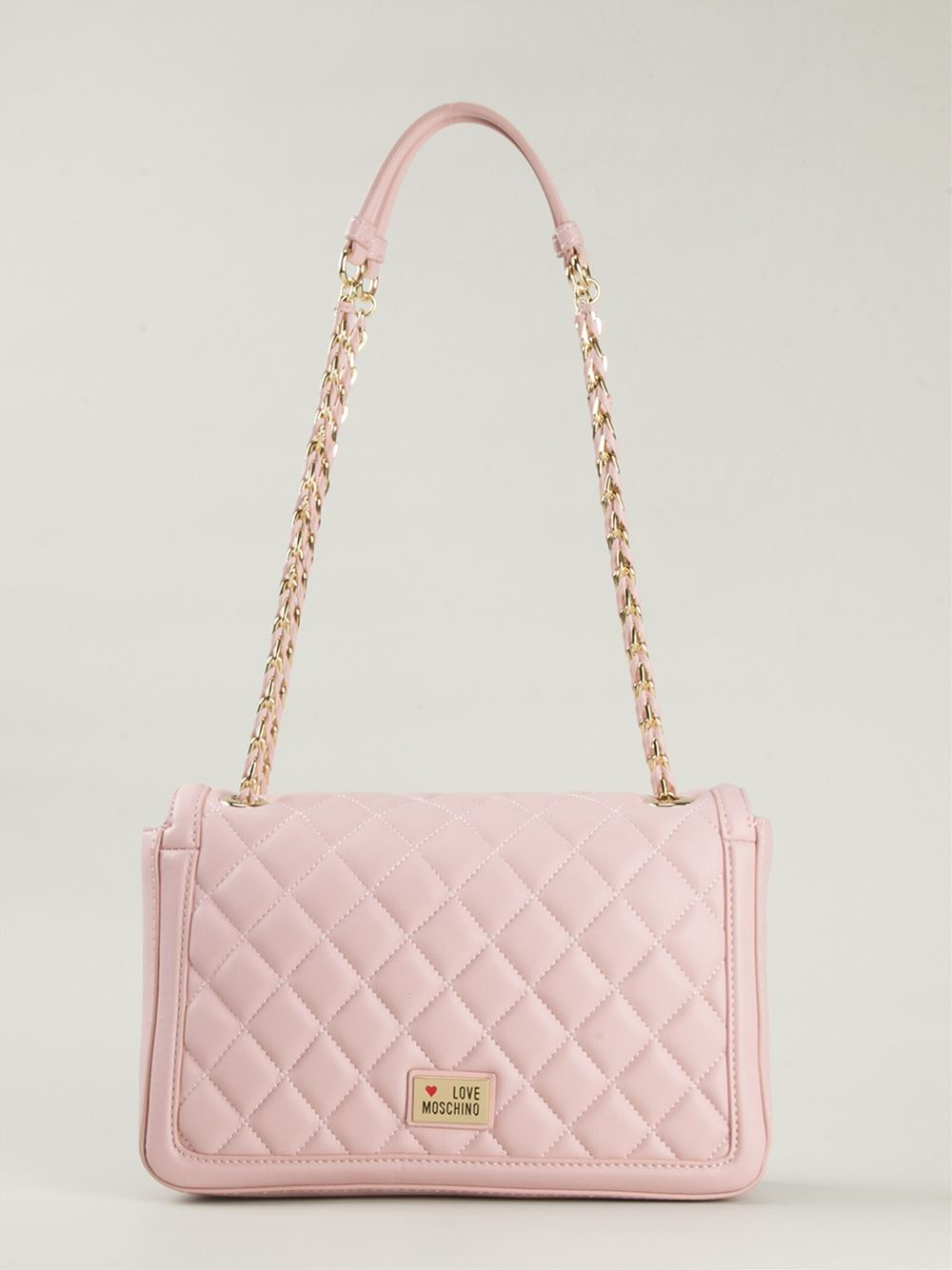 Lyst Love Moschino Quilted Leather Shoulder Bag In Pink Gallery
