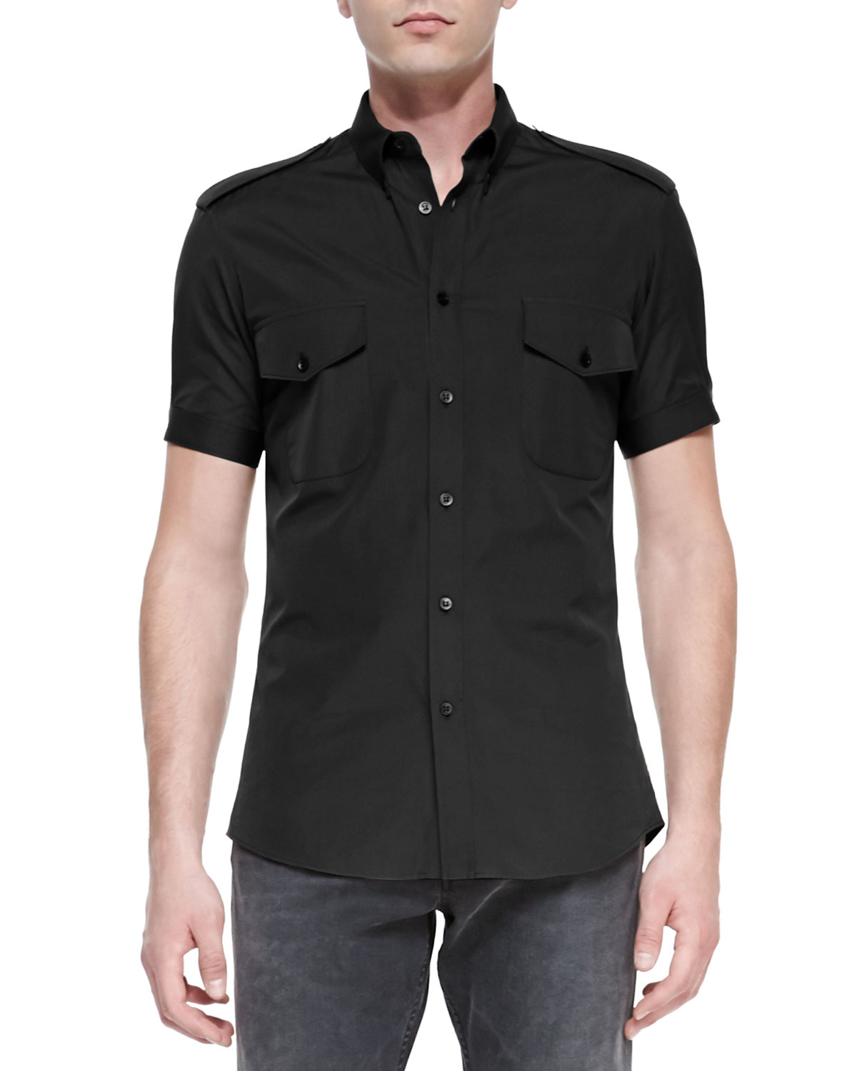 Lyst - Alexander Mcqueen Short-sleeve Military Shirt in Black for Men