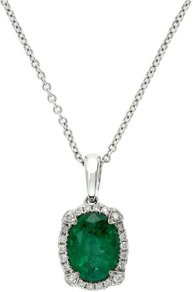 ... Gold Emerald And Diamond Pendant Necklace in Green (EmeraldWhite Gold