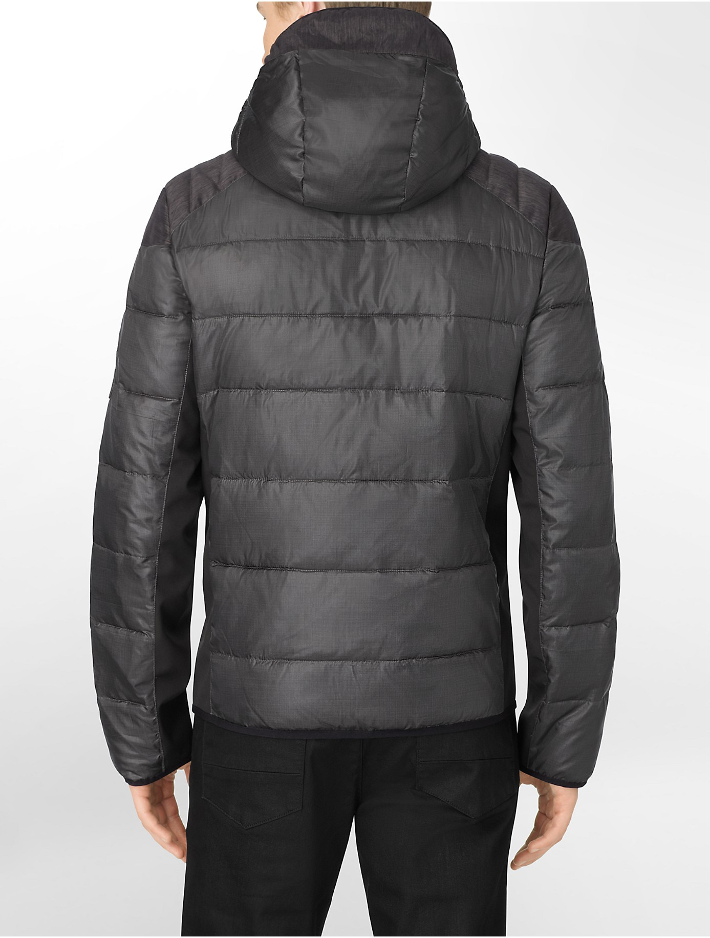 calvin klein puffer jacket black and white
