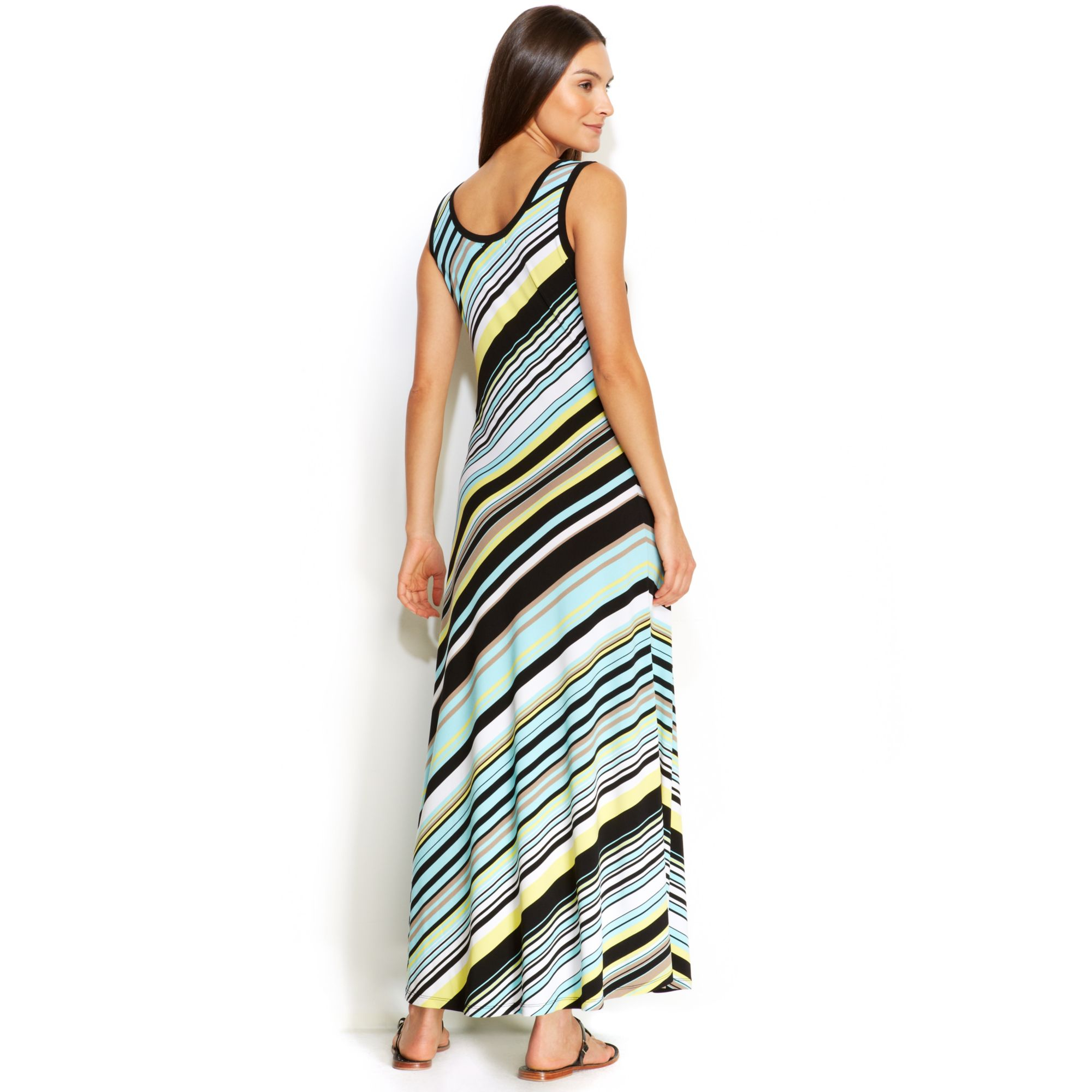 Calvin Klein Sleeveless Striped Maxi Dress | Lyst