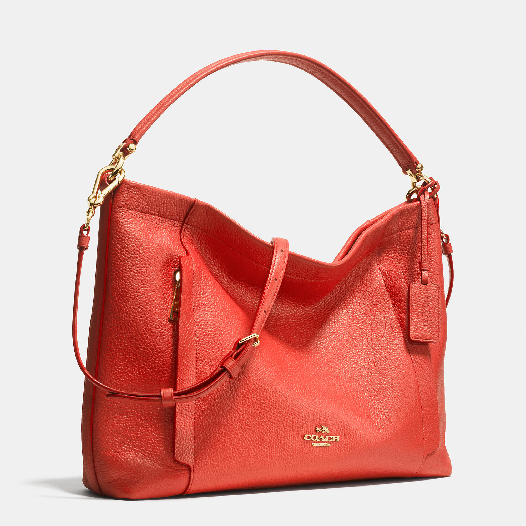 COACH Scout Hobo In Pebble Leather in Light Gold/Oxblood (Black) - Lyst