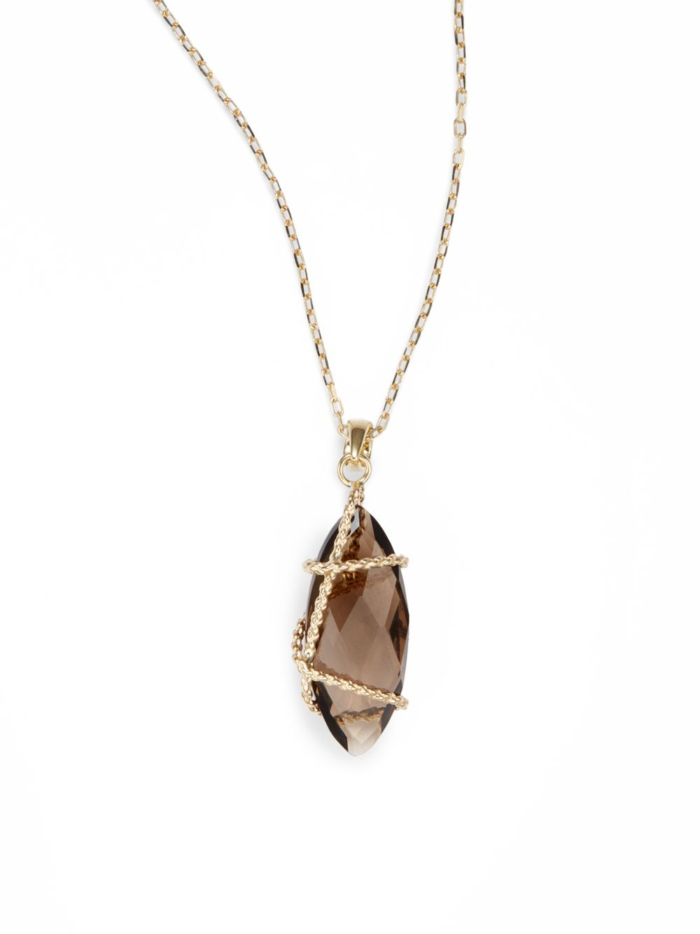 Saks fifth avenue Smoky Quartz 14k Yellow Gold Wrap Pendant Necklace in
