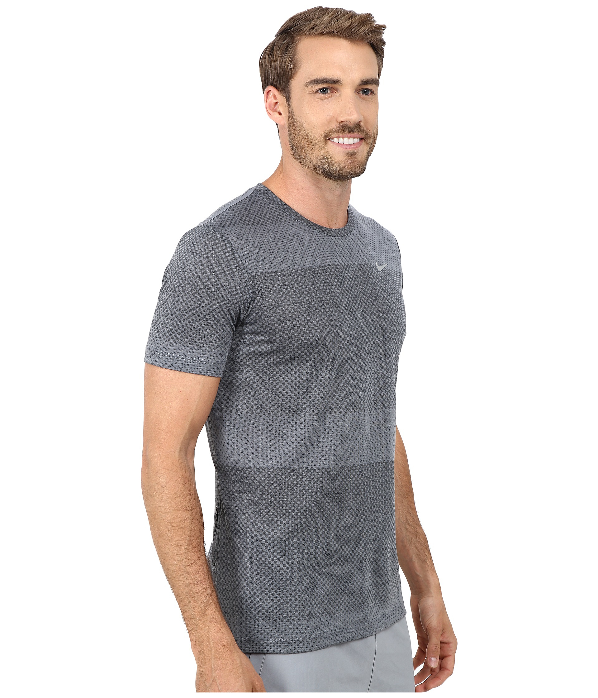 Nike Dri-fit Cool Tailwind Stripe Shirt in Gray for Men - Lyst