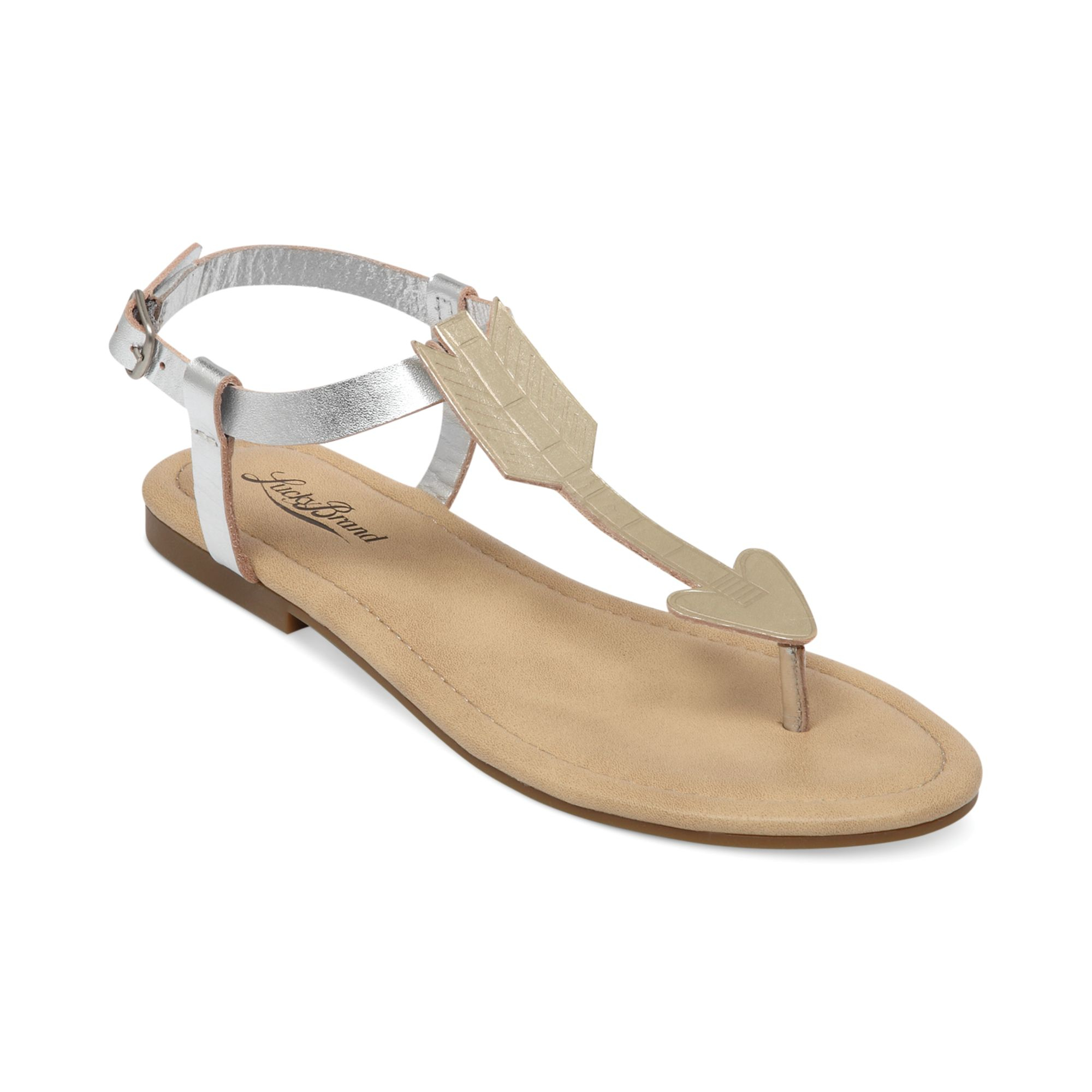 Lucky Brand Womens Carroh Flat Thong Sandals in Silver | Lyst