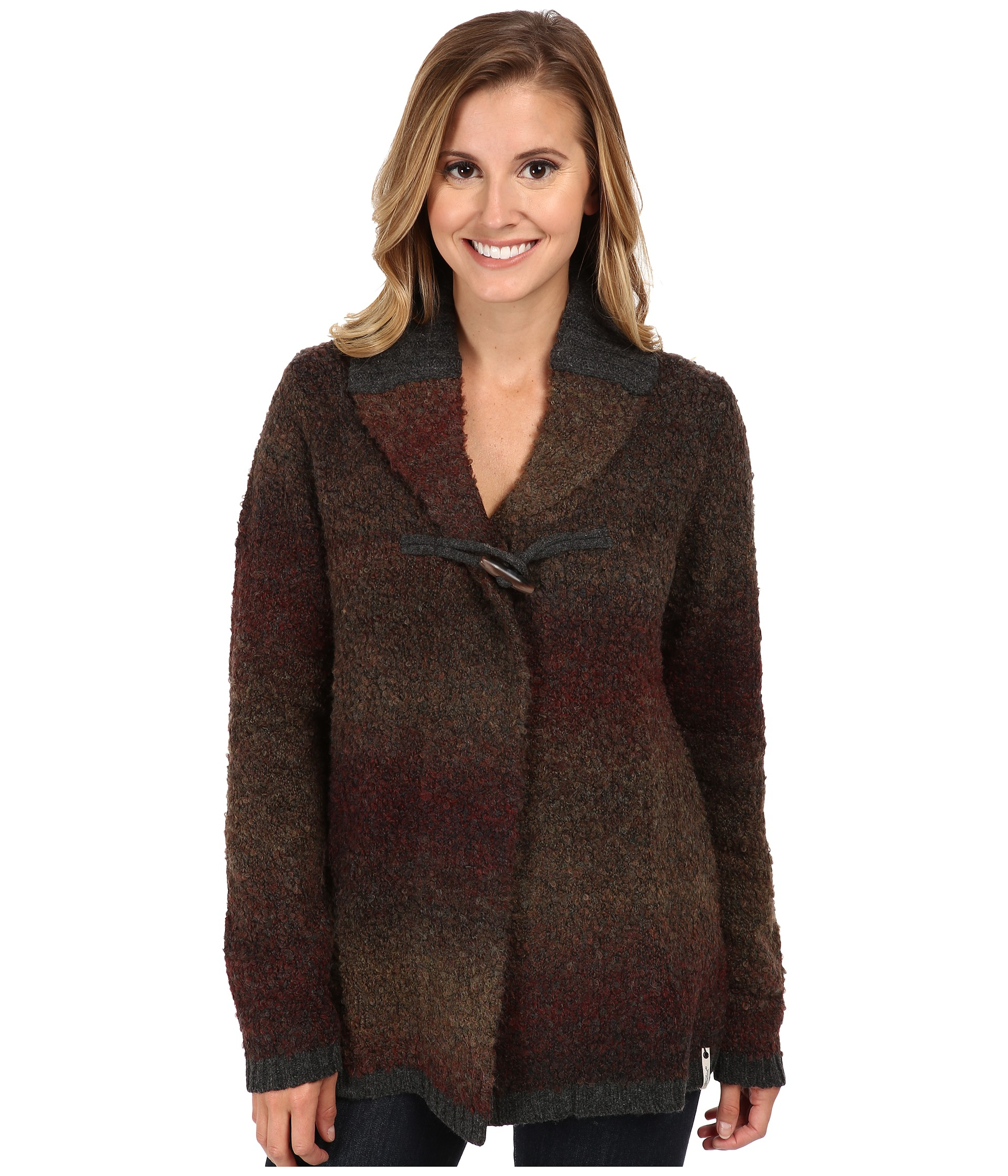 Woolrich Westwind Boucle Cardigan Sweater in Brown (Russet Brown Space ...