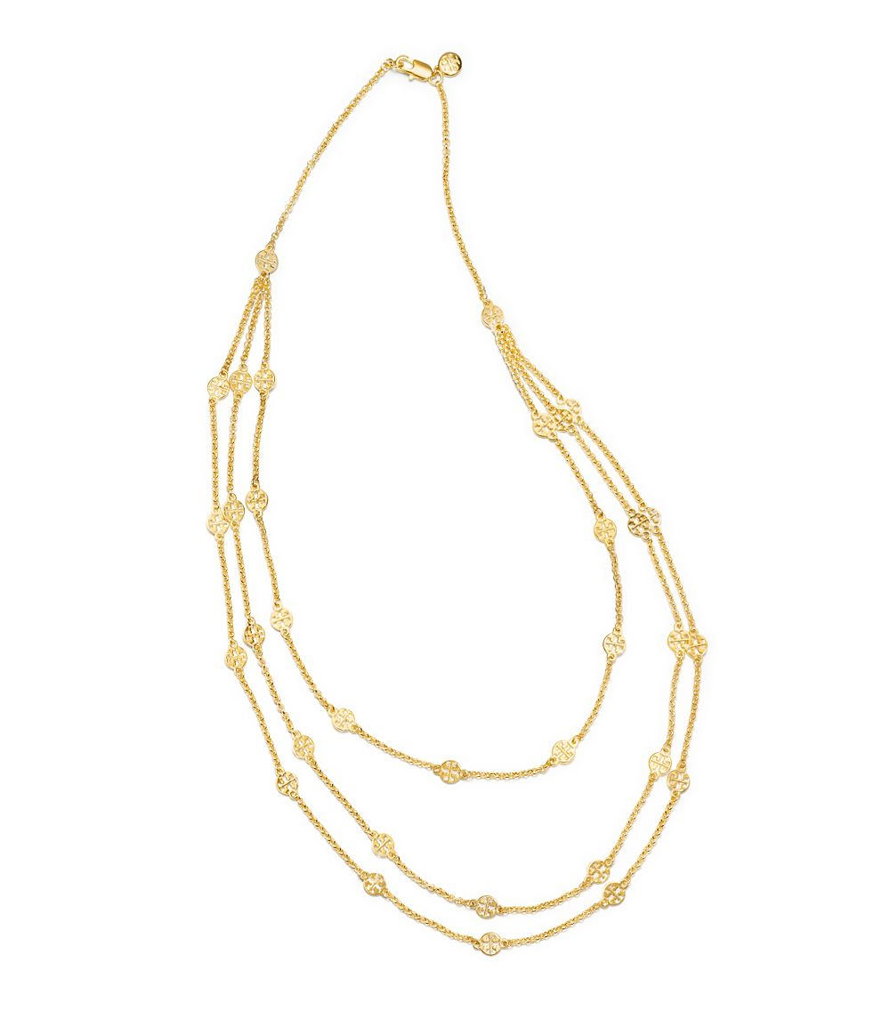 Tory Burch Multi-strand Logo Necklace in Metallic | Lyst