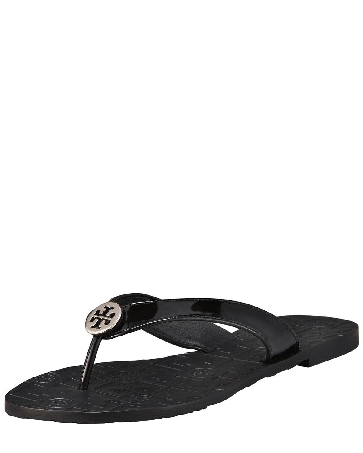tory burch black leather flip flops