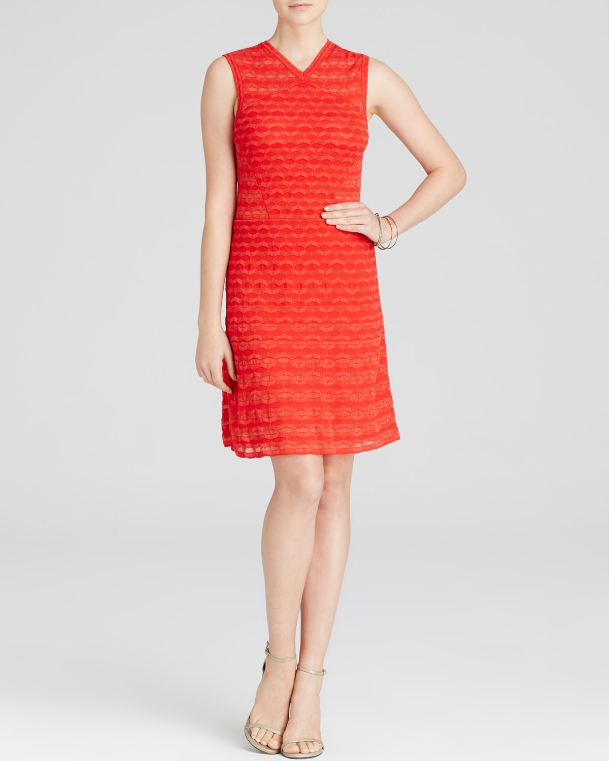 M Missoni Dress Solid Relief Knit in Red Lyst