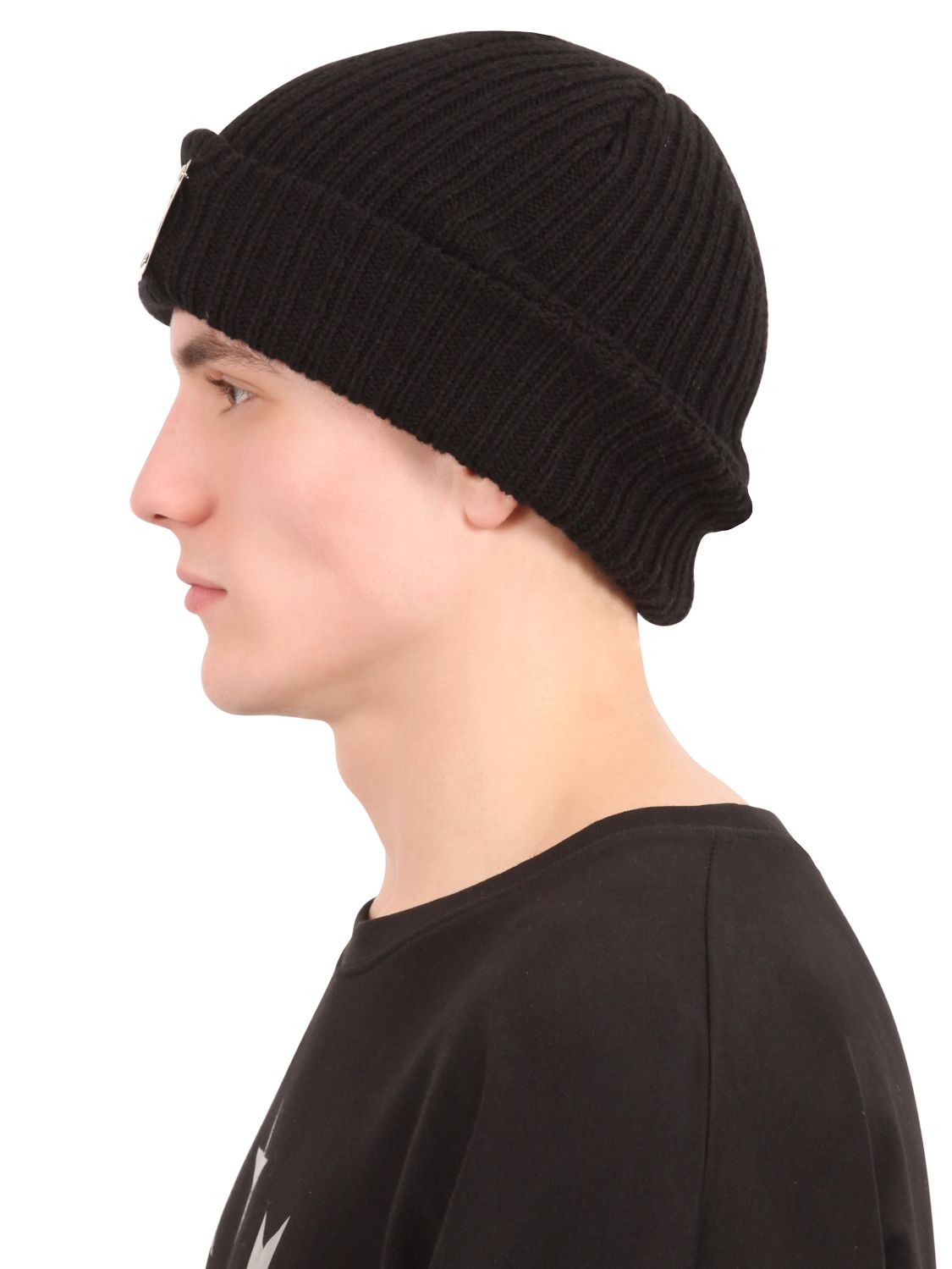boy london black boy plaque wool blend knit beanie hat product 1 22200497 1 089557853 normal