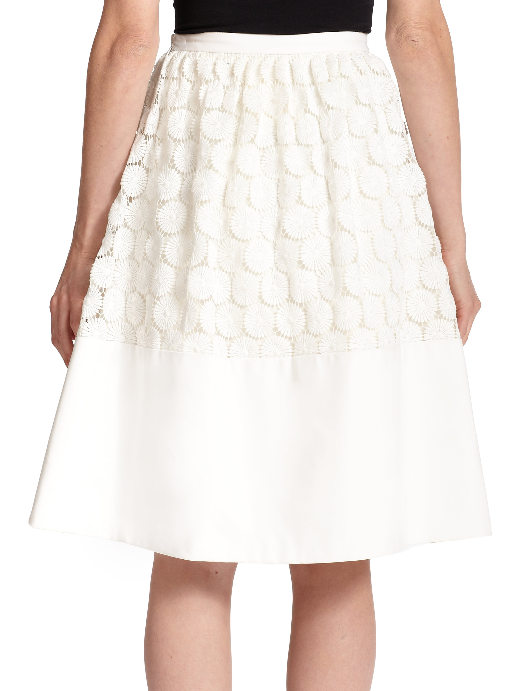 Lyst - Alexis Ace Floral-Embroidered Midi Skirt in White