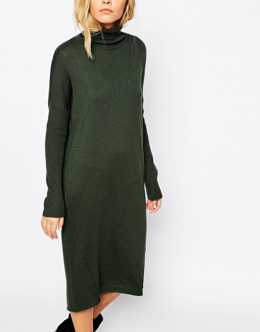 roll neck midi jumper dress