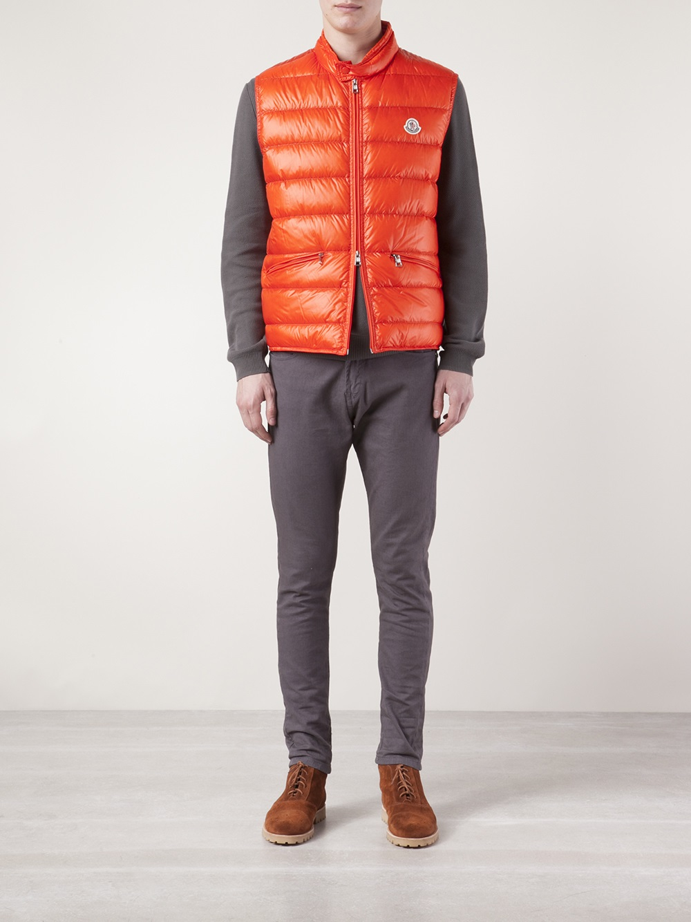 Moncler Puffer Vest in Orange for Men | Lyst