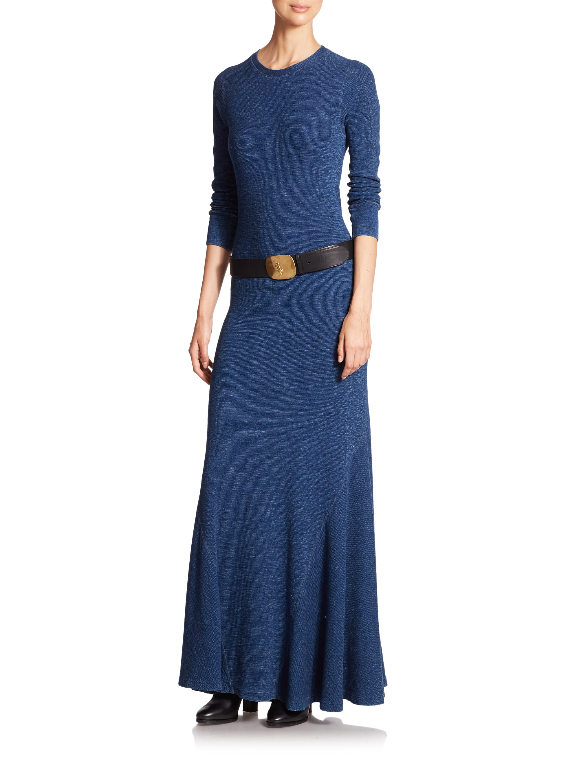 Polo Ralph Lauren Cotton Maxi Dress in Indigo (Blue) - Lyst