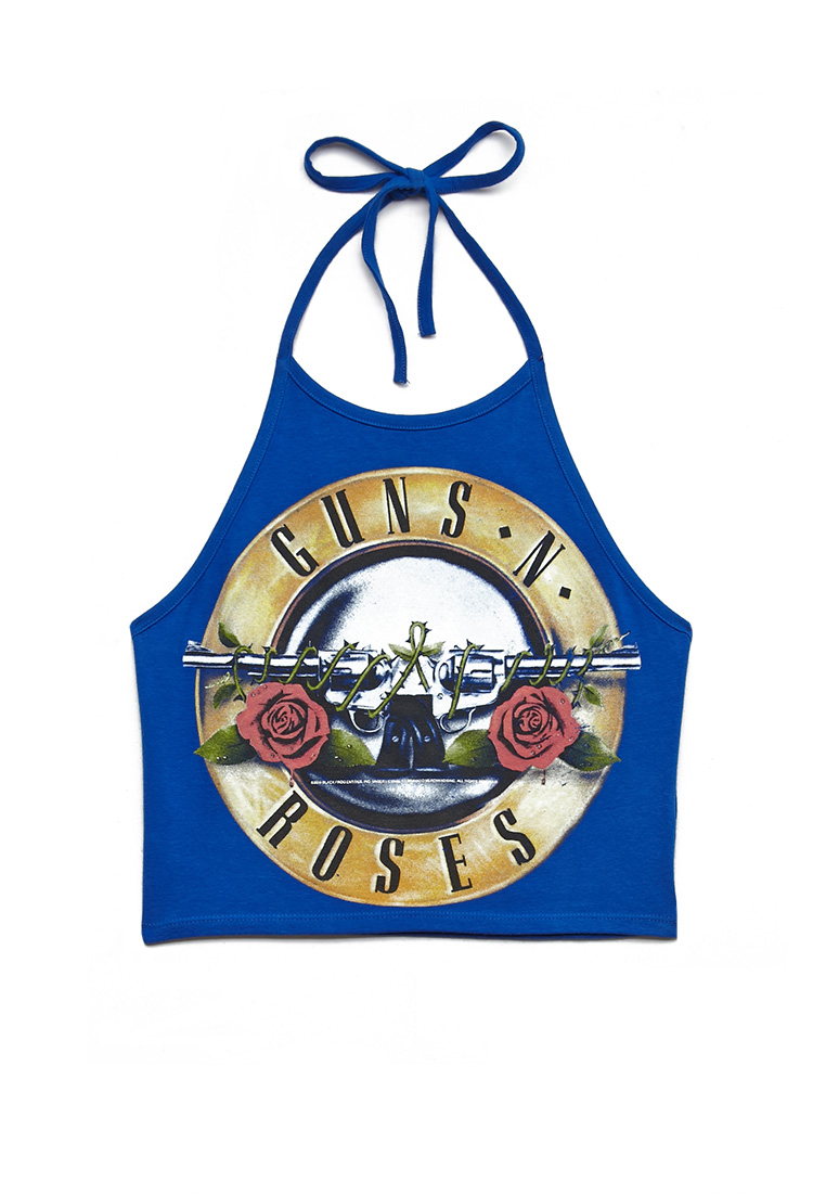 Forever 21 Guns N' Roses Crop Top in Blue/Yellow (Blue) - Lyst
