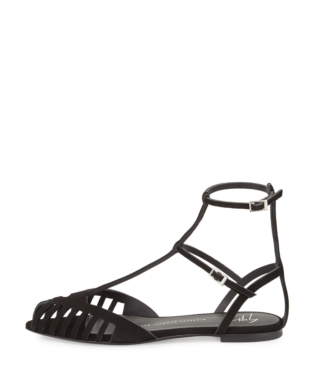 Black Caged Sandals Flat Online Sale, UP TO 55% OFF