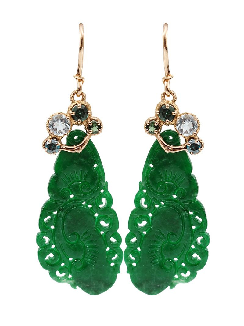 Lyst - Federica Rettore Jade Earrings in Green