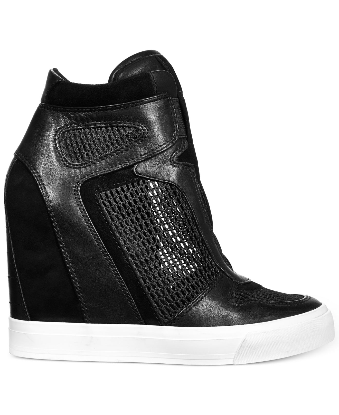 black platform wedge sneakers