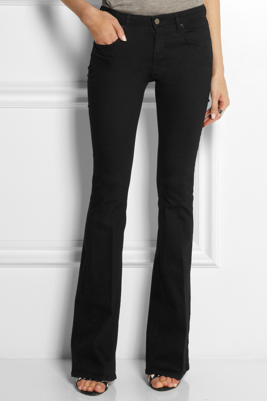 mid rise black flare jeans