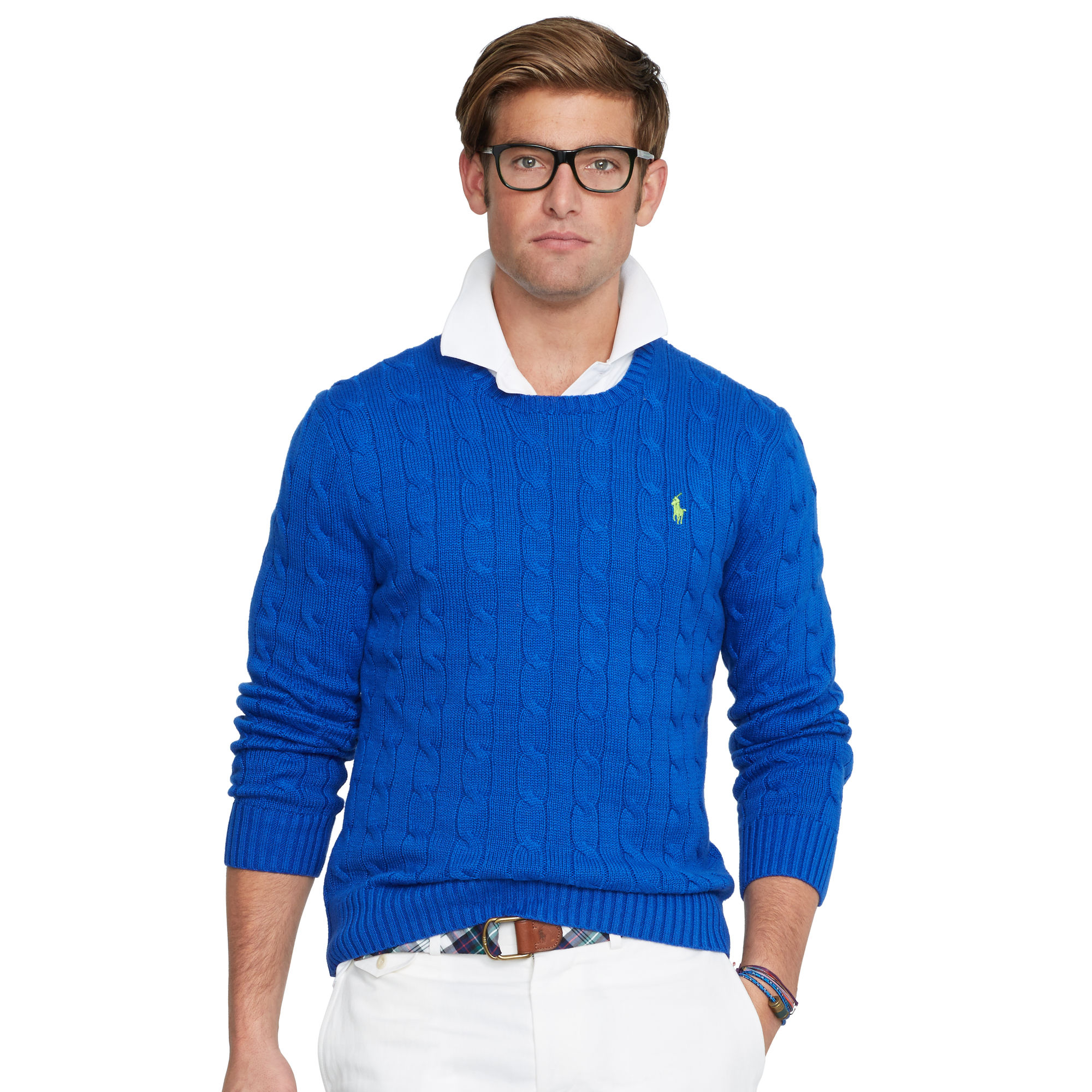 Polo Ralph Lauren Cable-knit Cotton Sweater in Blue for Men - Lyst