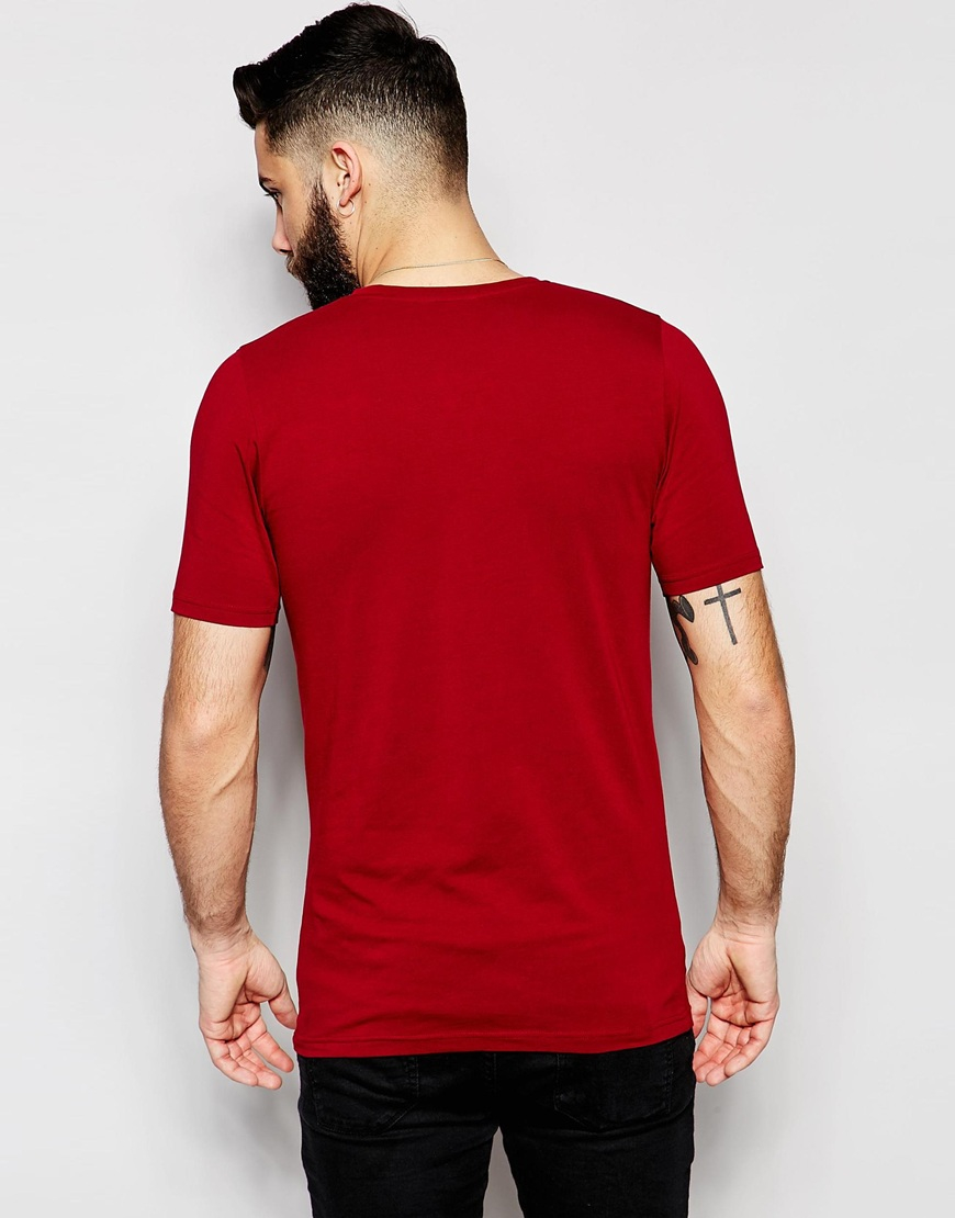 red muscle fit t shirt