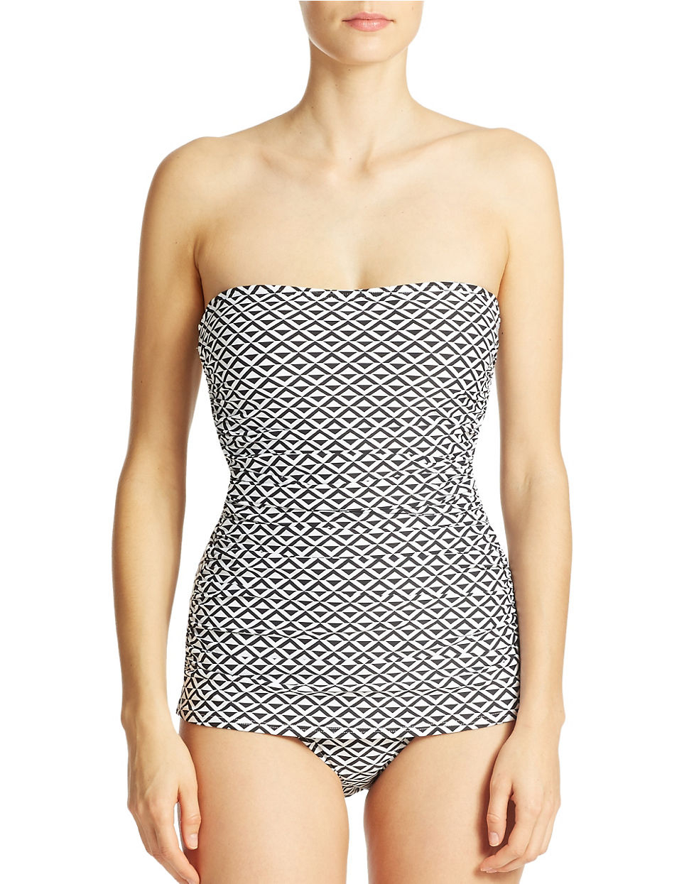 Ivanka Trump Diamond Print One Piece Swimsuit In White Lyst