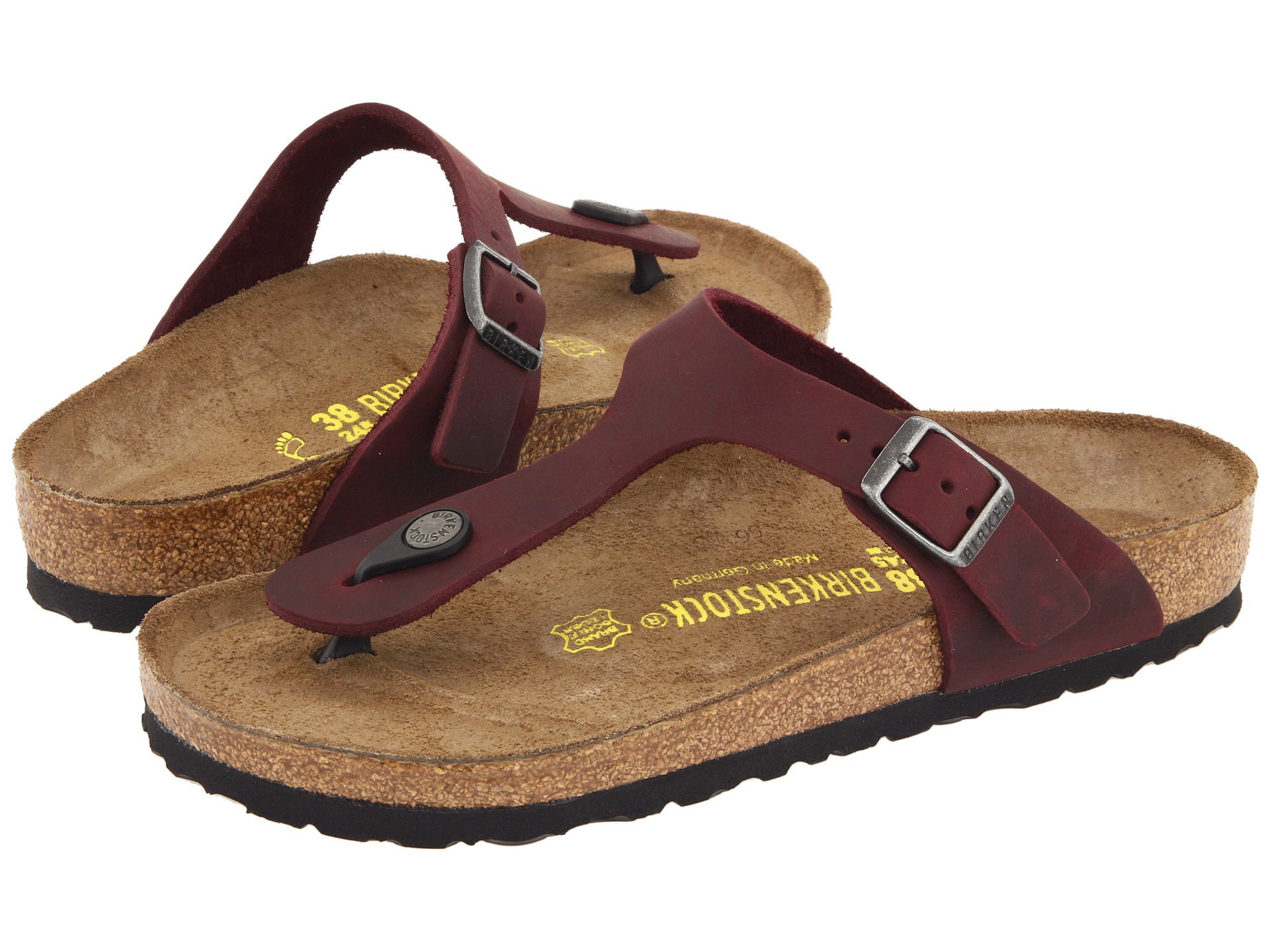 Birkenstock Gizeh Oiled Leather in Red - Lyst