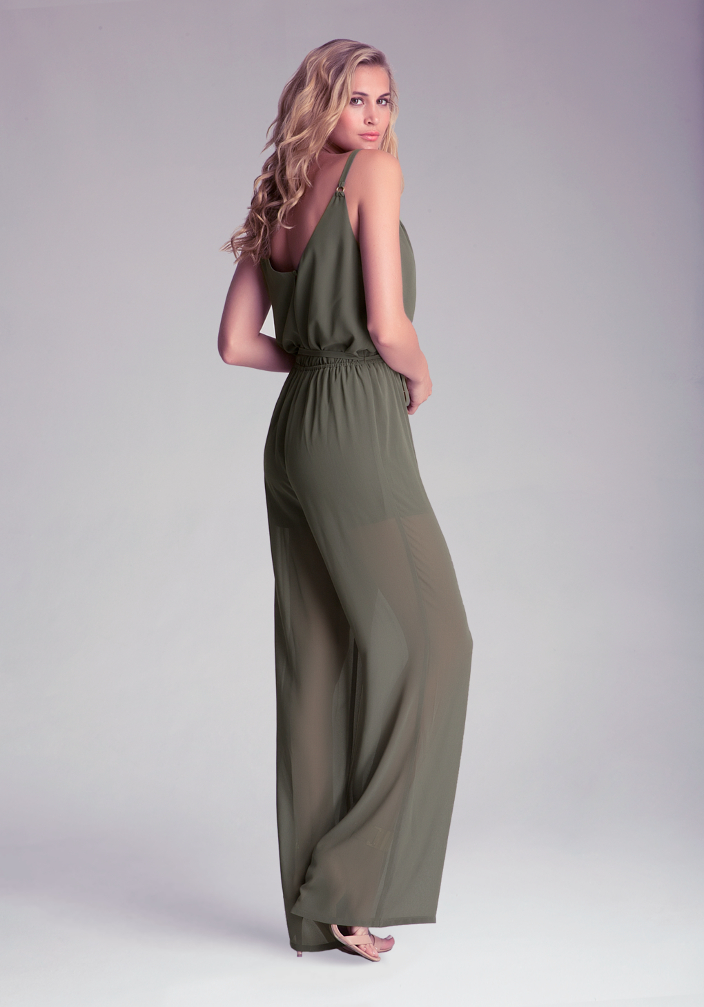green wide leg jumpsuit