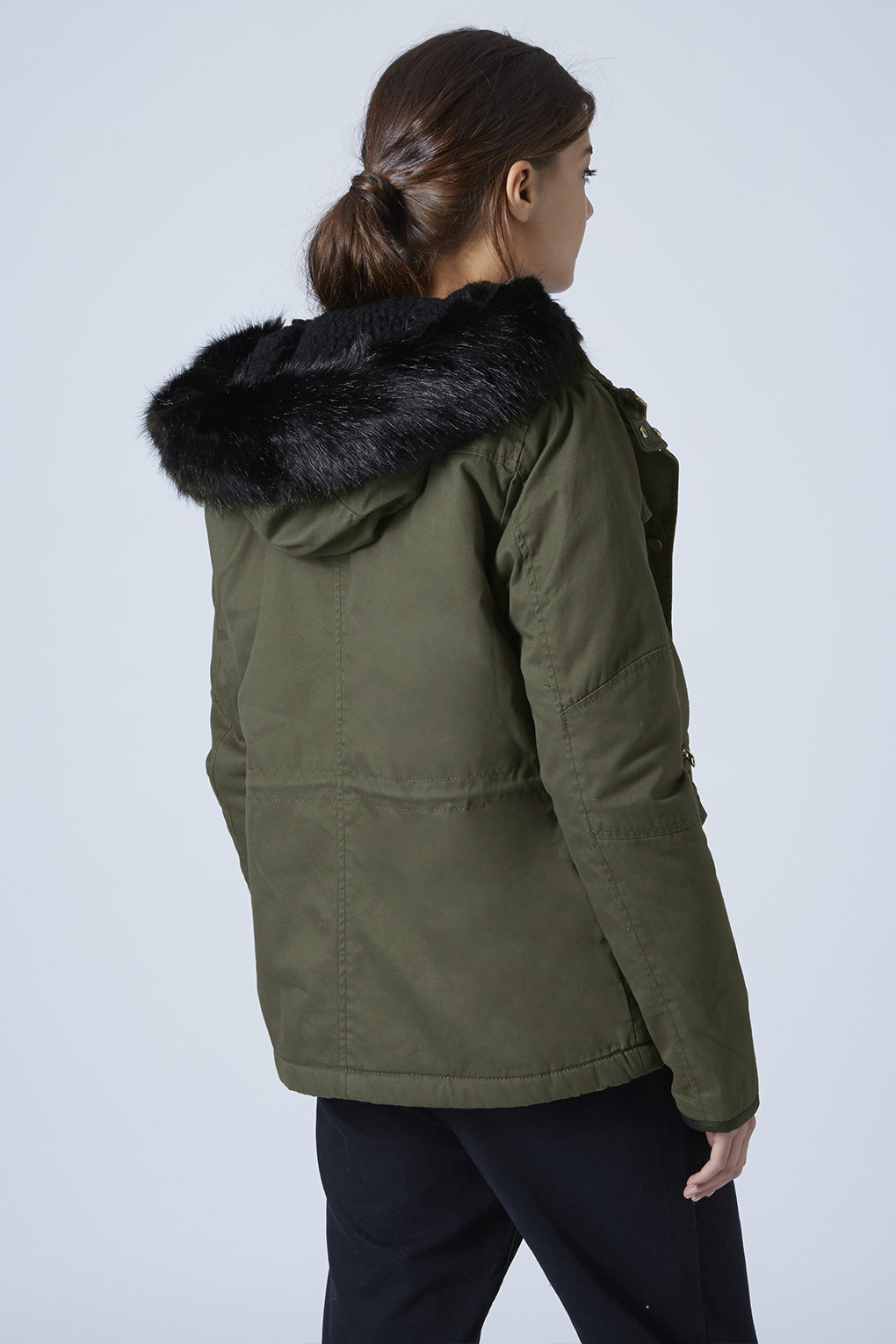 Petite Short Padded Parka Jacket in Khaki Lyst