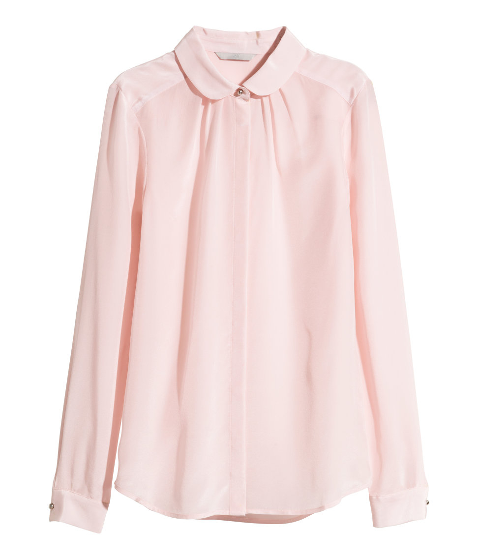 H&M Silk Blouse in Pink | Lyst