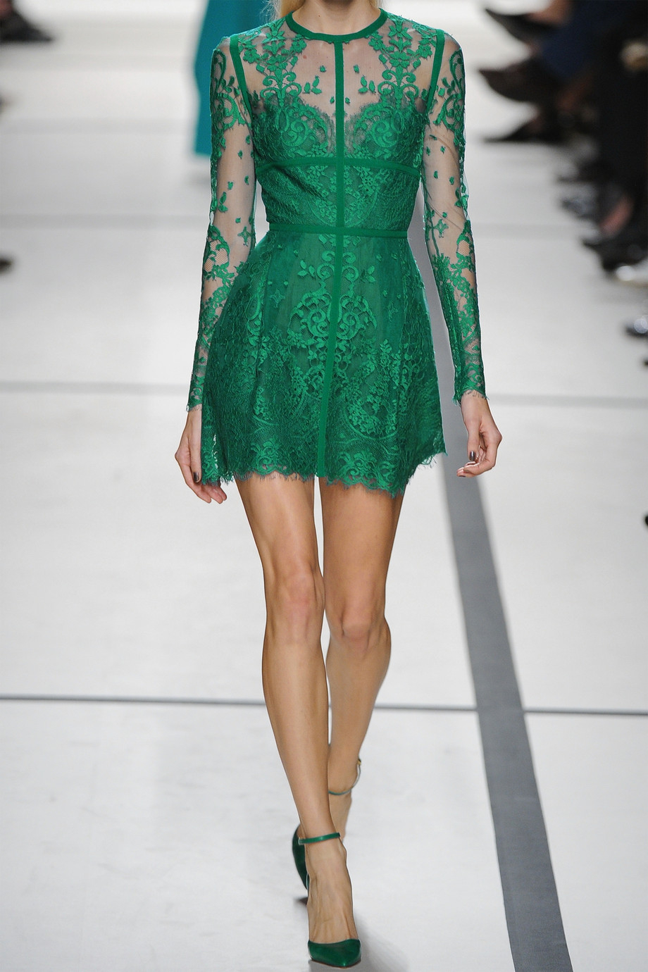 Elie Saab Lace Mini Dress in Green | Lyst