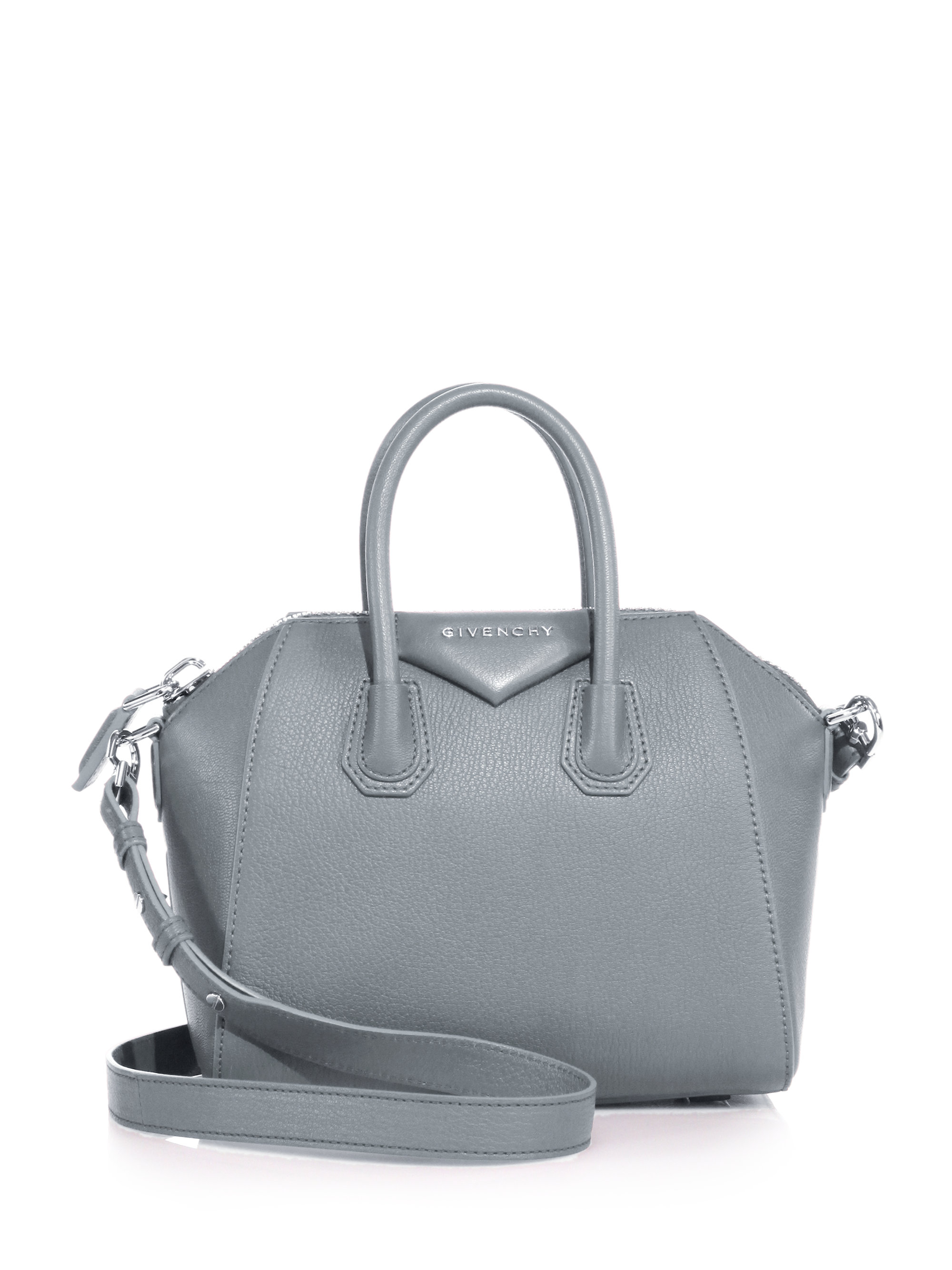 Givenchy Antigona Mini Leather Satchel in Gray | Lyst