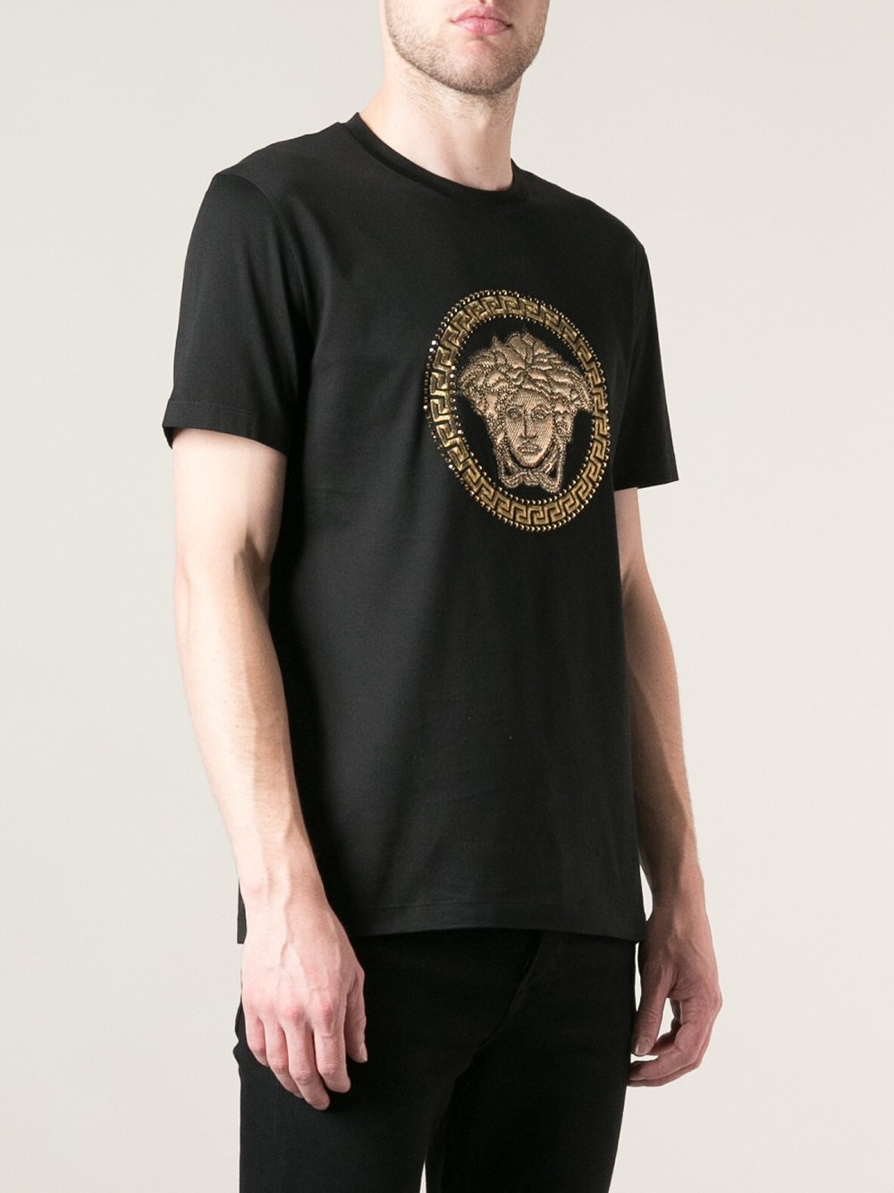 Versace Black Medusa-print Cotton T-shirt for Men - Lyst