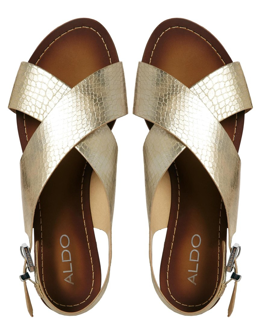gold cross over sandals