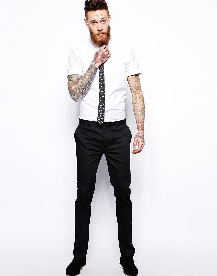 Asos Super Skinny Fit Smart Trousers In Cotton Sateen in Black for