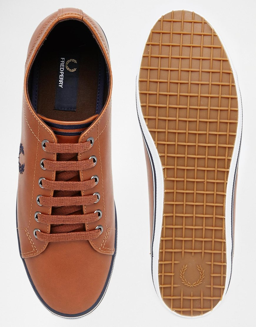 Fred Perry Kingston Leather Plimsolls in Brown for Men - Lyst