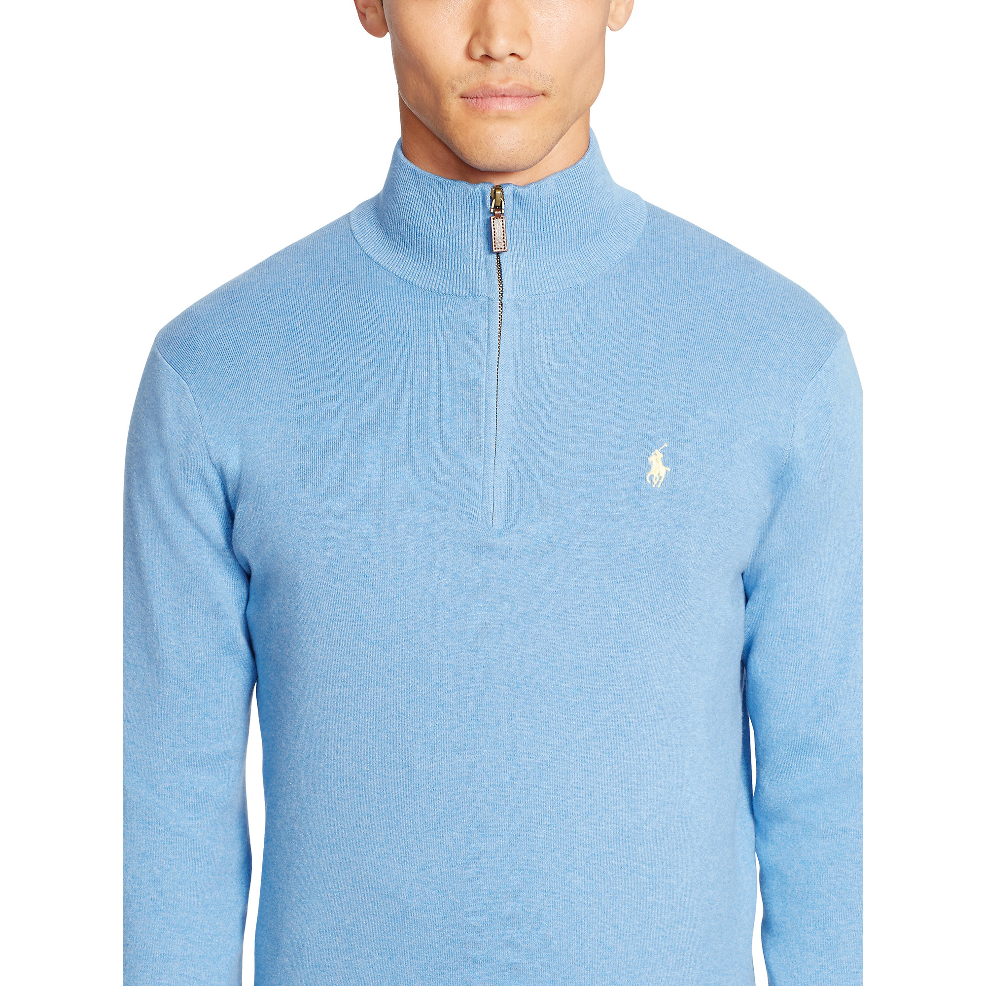 Lyst - Polo Ralph Lauren Pima Cotton Half-zip Sweater in Blue for Men