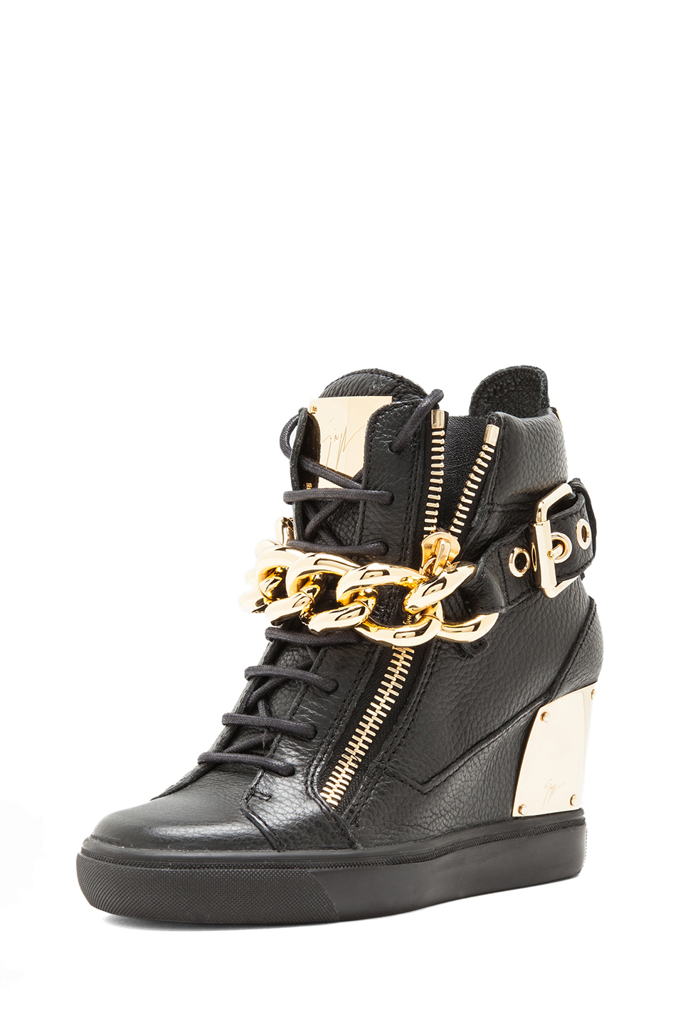 Lyst - Giuseppe Zanotti Lorenz Grained Leather Wedge Sneakers with ...