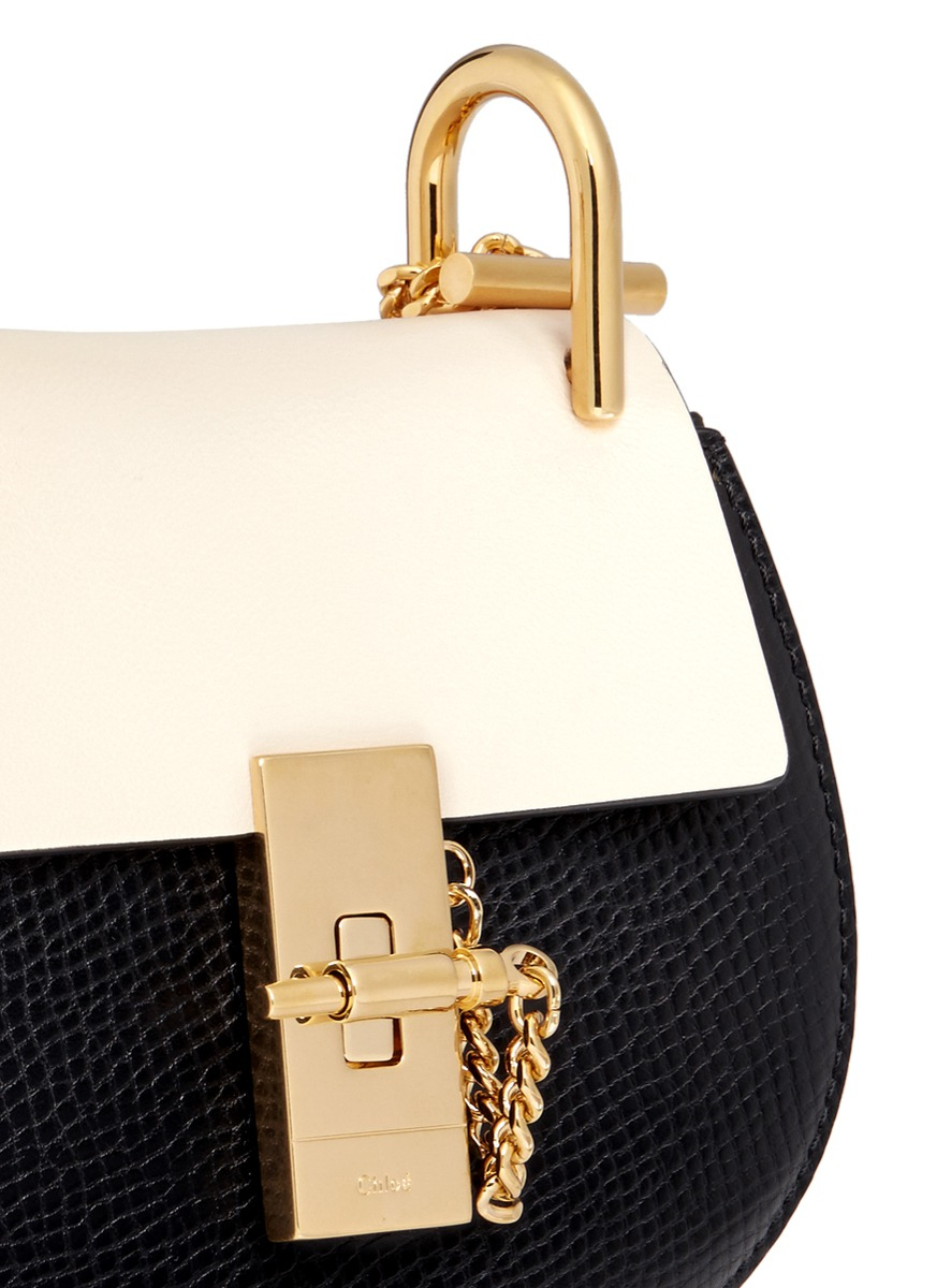 Chlo \u0026#39;drew\u0026#39; Nano Colourblock Grainy Leather Shoulder Bag in Gold ...