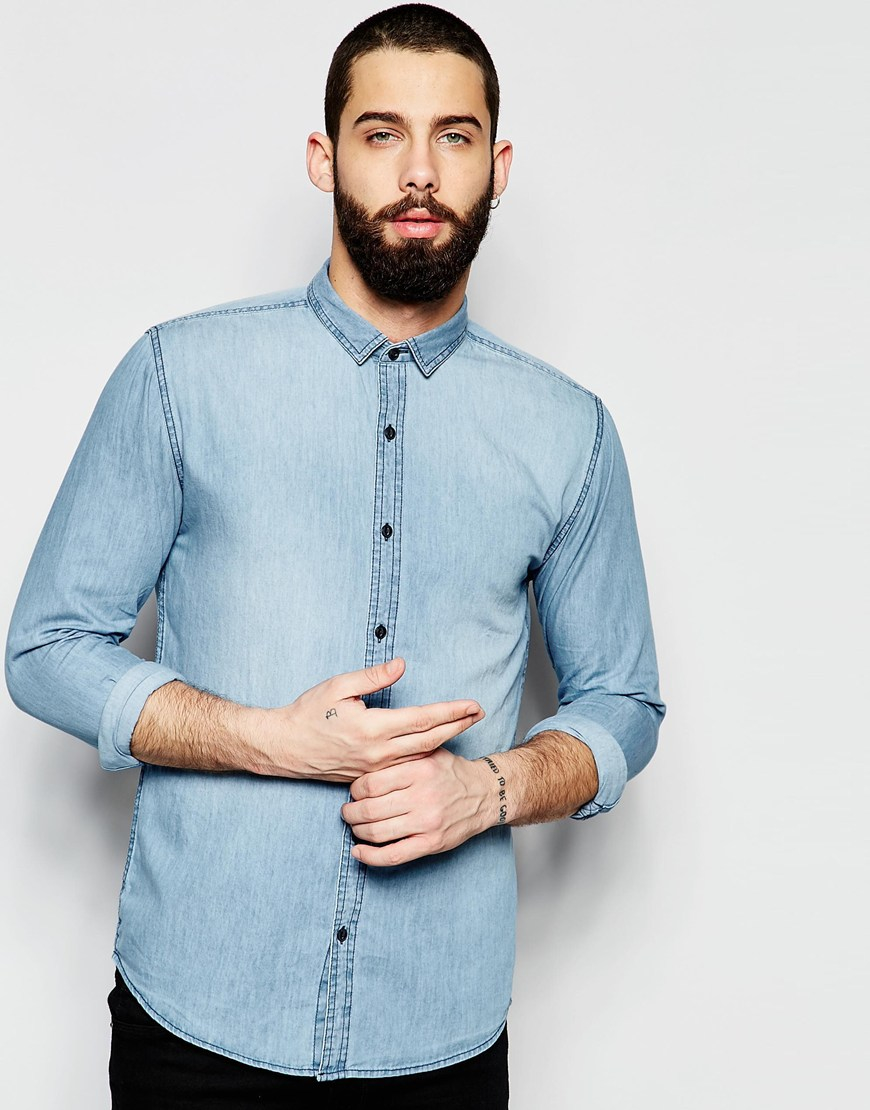 only and sons denim shirt