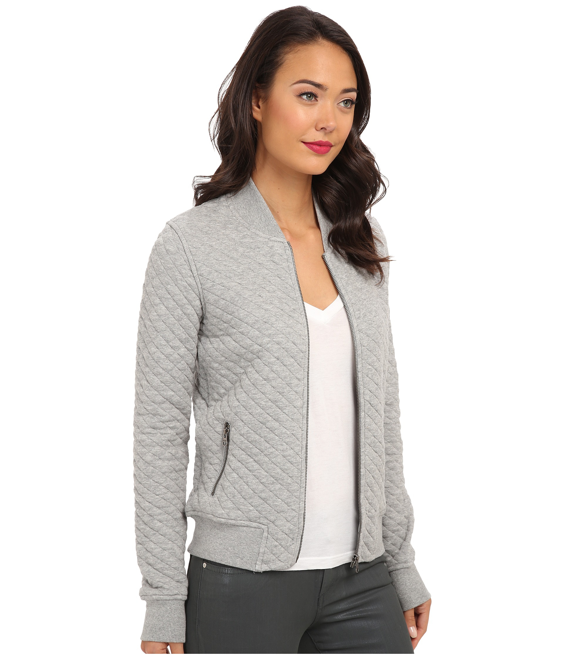 Converse Quilted Bomber Jacket in Vintage Grey Heather (Gray) | Lyst