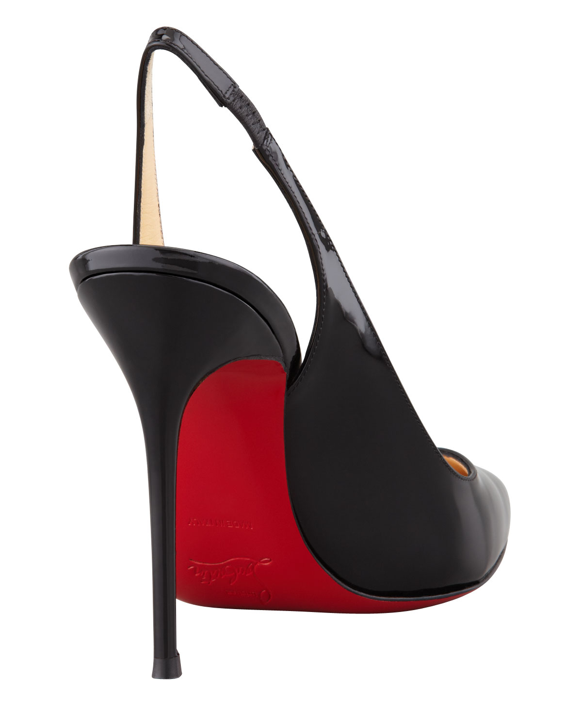 Christian Louboutin Fleuve Patent Leather Red Sole Slingback in Black ...