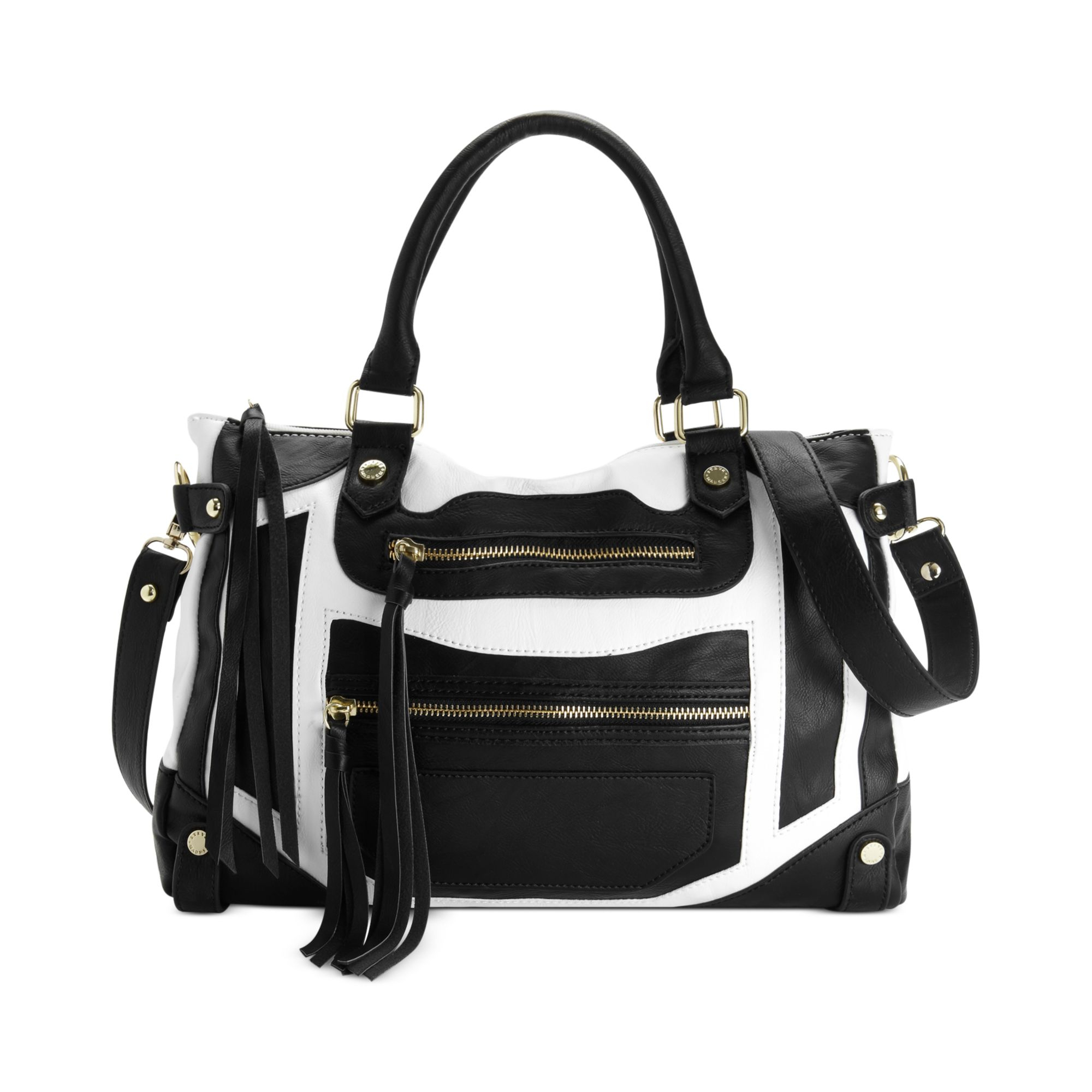 steve madden bag black and white